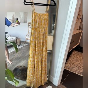 Free people patterned yellow maxi dress